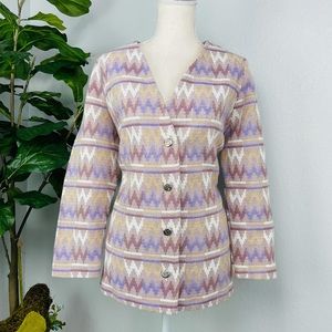 VINTAGE HANDMADE CHEVRON LIGHT PASTEL PURPLE PINK COAT JACKET